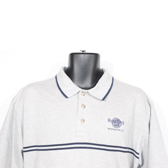 Hard Rock Cafe Polo Shirt Large Grey Washington DC Short Sleeve Summer Mens - Picture 2 of 10